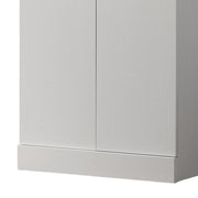 White Alara double door storage cabinet by Lilola Home with a simple height design, ideal for organized home storage.