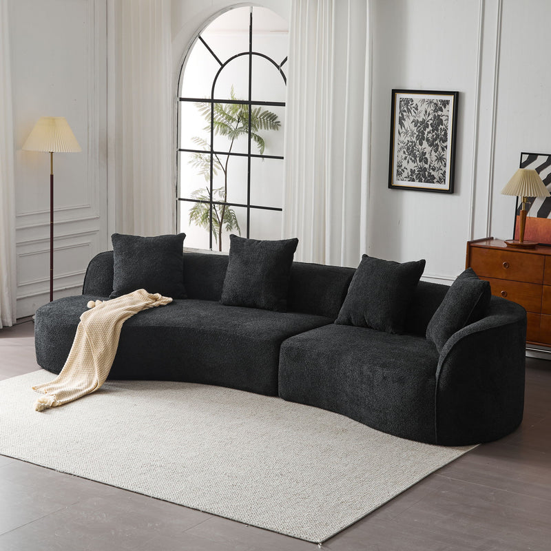 Elegant Noble House curved sectional sofa with full foam cushions, showcasing plush seating and stylish design for living room comfort.