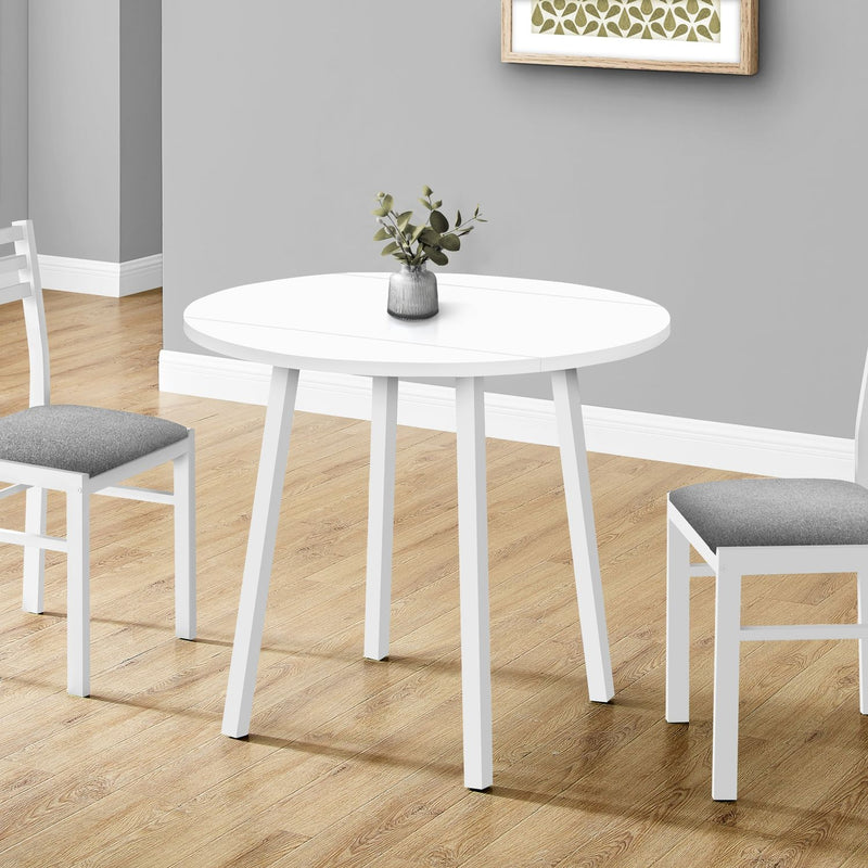 8th Street 3-piece small dining table set with drop leaf design, contemporary modern style, includes two chairs and a table.