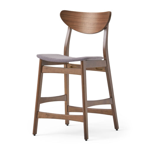 Noble House elegant counter height chair with cushioned seat and wooden legs, ideal for kitchen or bar area.