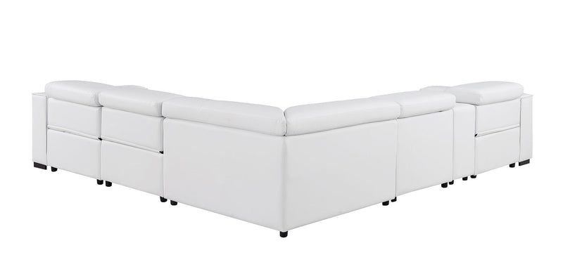 1208 - 6-Piece L-Shaped Leather Reclining Sectional With 3 Power Recliners