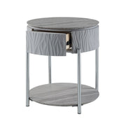 Yukino - End Table - Gray High Gloss & Chrome - R&R Furniture Gallery (Fountain Valley, CA)