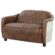 Brancaster - Loveseat - Retro Brown Top Grain Leather & Aluminum - R&R Furniture Gallery (Fountain Valley, CA)