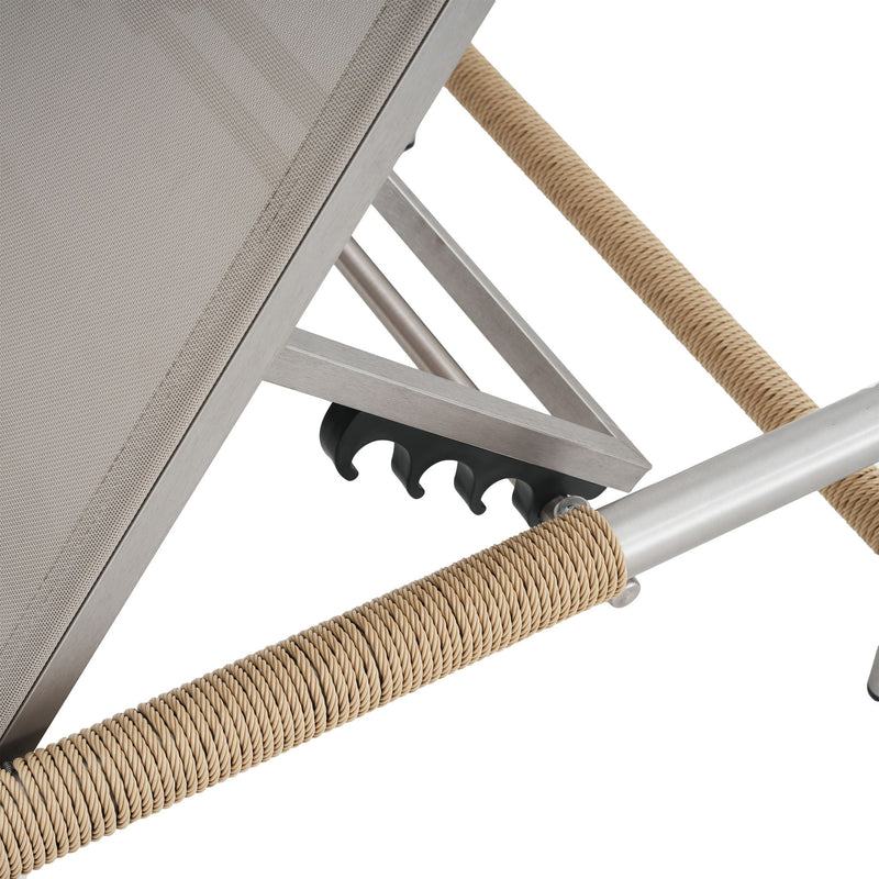 Hargrove - Outdoor Patio Aluminum Chaise Lounge (Set of 2) - Natural / Silver - R&R Furniture Gallery (Fountain Valley, CA)