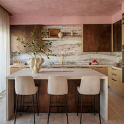 Set of two TOV Furniture Sydney counter stools with wooden legs and cushioned seats, ideal for kitchen or bar seating.
