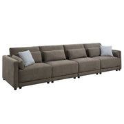 Rylie - Modular Armless Chair With Pillow - Brown Linen - R&R Furniture Gallery (Fountain Valley, CA)