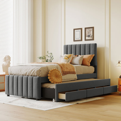 Upholstered Design Platform Bed With Trundle - R&R Furniture Gallery (Fountain Valley, CA)
