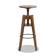 Spencer - Minimalist Oak Adjustable Bar Counter Stool - Walnut Brown Oak - R&R Furniture Gallery (Fountain Valley, CA)