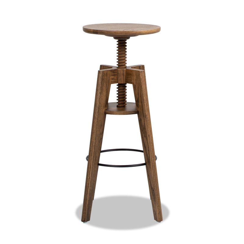 Spencer - Minimalist Oak Adjustable Bar Counter Stool - Walnut Brown Oak - R&R Furniture Gallery (Fountain Valley, CA)