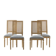French Country Dining Chair With Rectangular Cane Backrest And Smooth Upholstered Seating - R&R Furniture Gallery (Fountain Valley, CA)