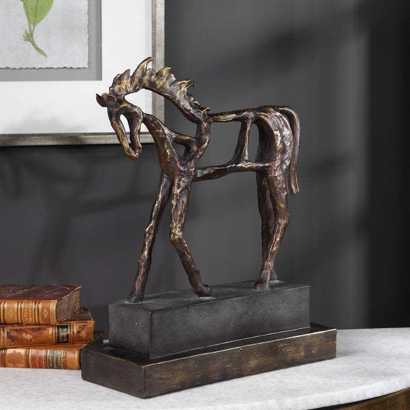 Dark brown Titan Horse sculpture by Uttermost, detailed horse figurine with realistic features and textured finish.