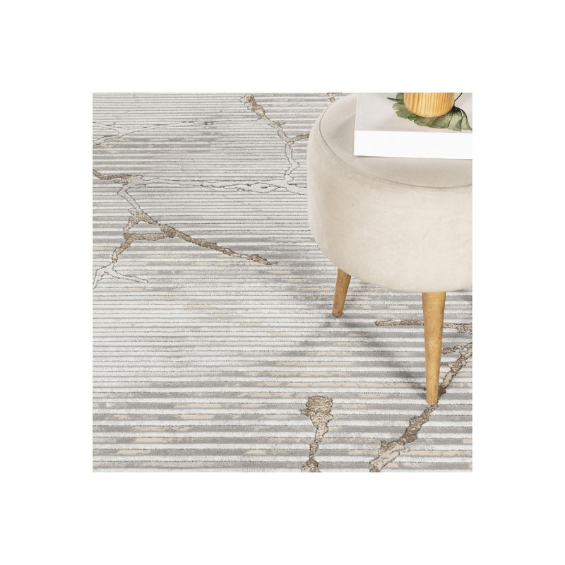 Geometrix - 5'3" X 7'3" Area Rug With Geometric, 3D Effect - Ivory / Gray - R&R Furniture Gallery (Fountain Valley, CA)