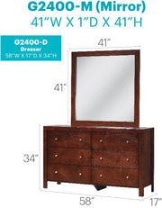 Cherry wood Summit dresser by Glory Furniture featuring multiple drawers and sleek modern design.