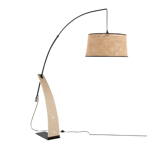 Lumi Source Robyn mid-century modern floor lamp with sleek design and adjustable arm in a stylish living room setting.
