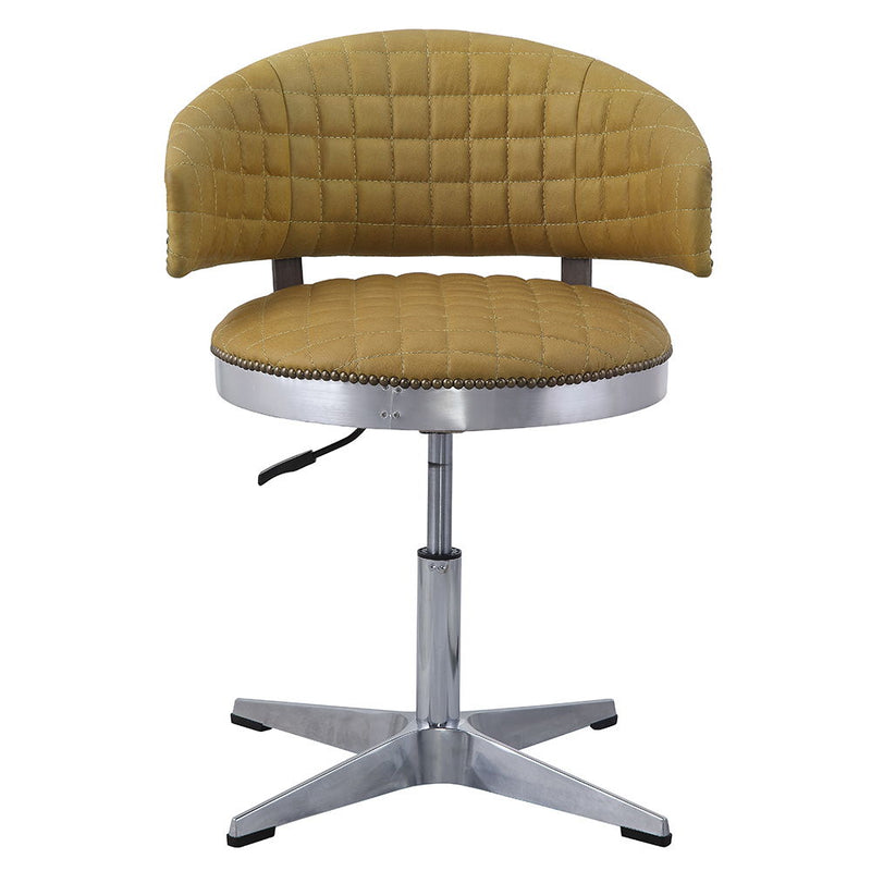 Brancaster - Adjustable Stool With Swivel - Turmeric Top Grain Leather & Chrome