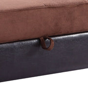 Contemporary upholstered storage ottoman by Glory Furniture, showing a stylish fabric-covered ottoman with storage space inside.
