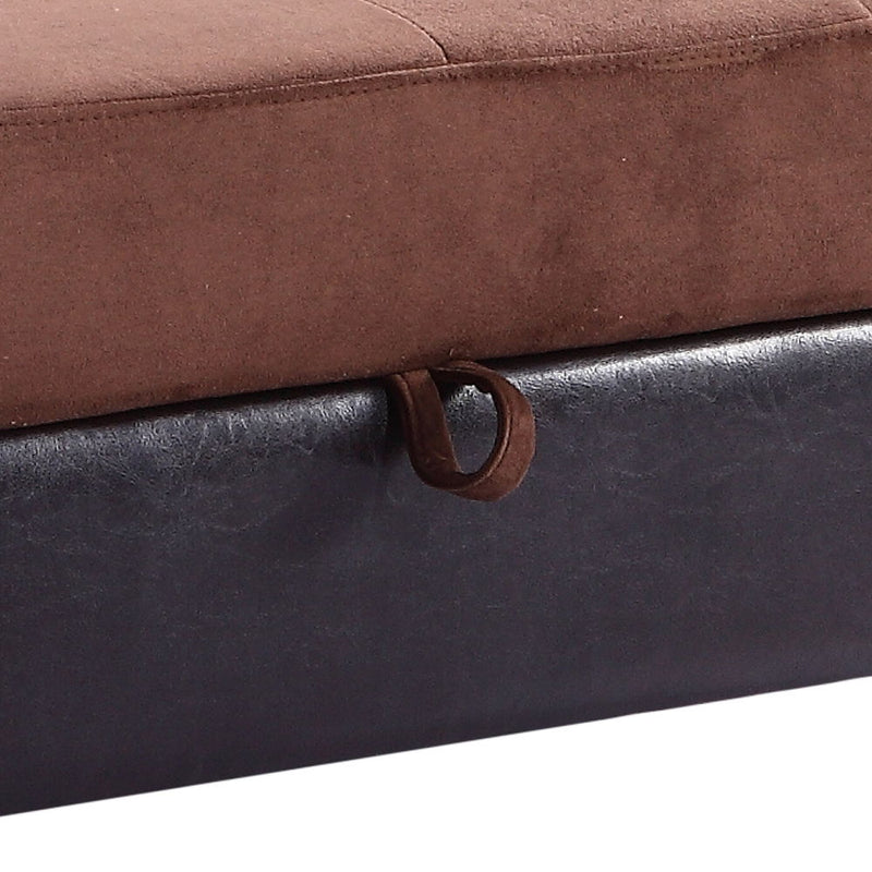 Contemporary upholstered storage ottoman by Glory Furniture, showing a stylish fabric-covered ottoman with storage space inside.