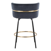 Set of two Lumi Source Cinch contemporary fixed height counter stools with swivel seats and round footrests.
