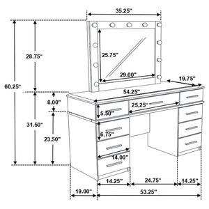 Sarah - 9 Drawer Vanity Desk With Mirror Set - White