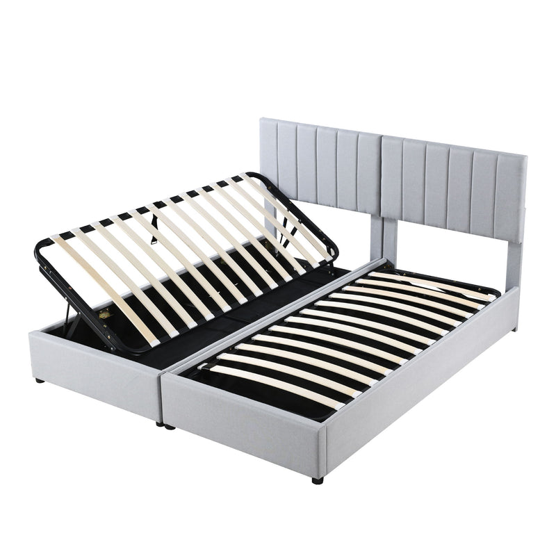 Upholstered Platform Bed With A Hydraulic Storage System - R&R Furniture Gallery (Fountain Valley, CA)