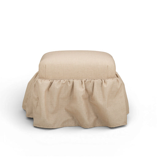 Yellow Gertrude Performance Linen Skirted Ottoman by TOV Furniture, upholstered ottoman with a stylish skirted design.
