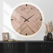 Large round brown wall clock by 8th Street, oversized design with minimalistic style and clear time display.
