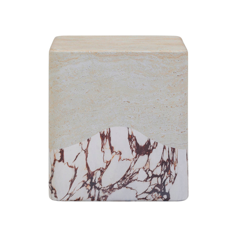 Brut - Concrete Indoor / Outdoor Side Table - Travertine & Breccia - R&R Furniture Gallery (Fountain Valley, CA)