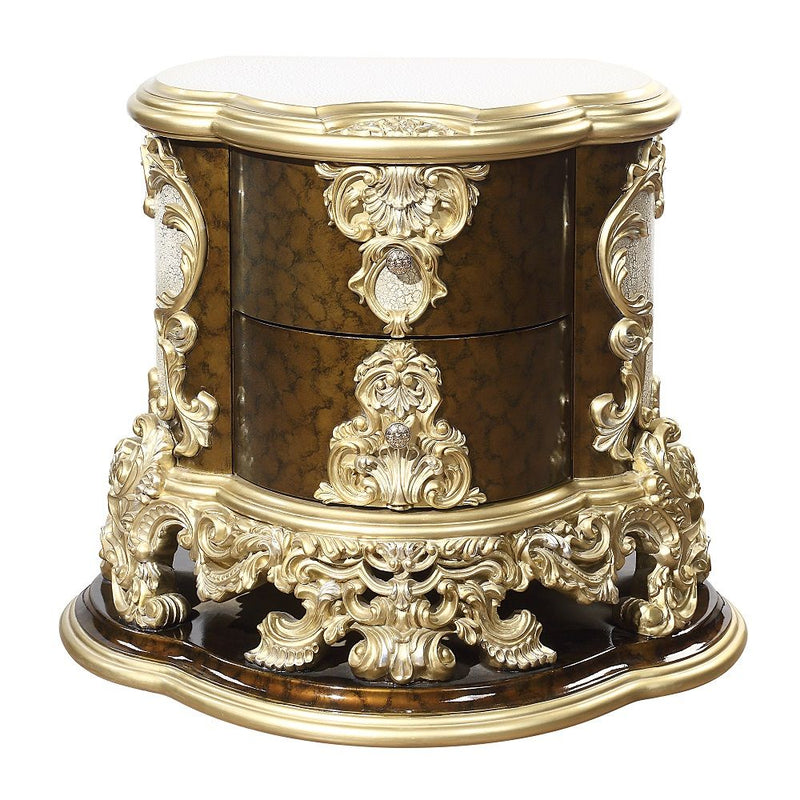 Desiderius - Nightstand - Antique Gold & Hand Painted Brown - R&R Furniture Gallery (Fountain Valley, CA)