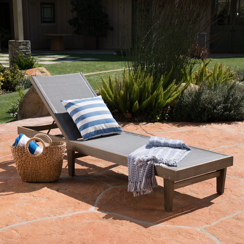 Summerland Chaise Lounge Dark Mesh Outdoor Seating - Dark Gray - R&R Furniture Gallery (Fountain Valley, CA)