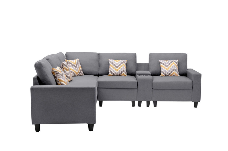 Nolan - Fabric 6 Piece Sectional Sofa With Pillows And Interchangeable Legs - R&R Furniture Gallery (Fountain Valley, CA)