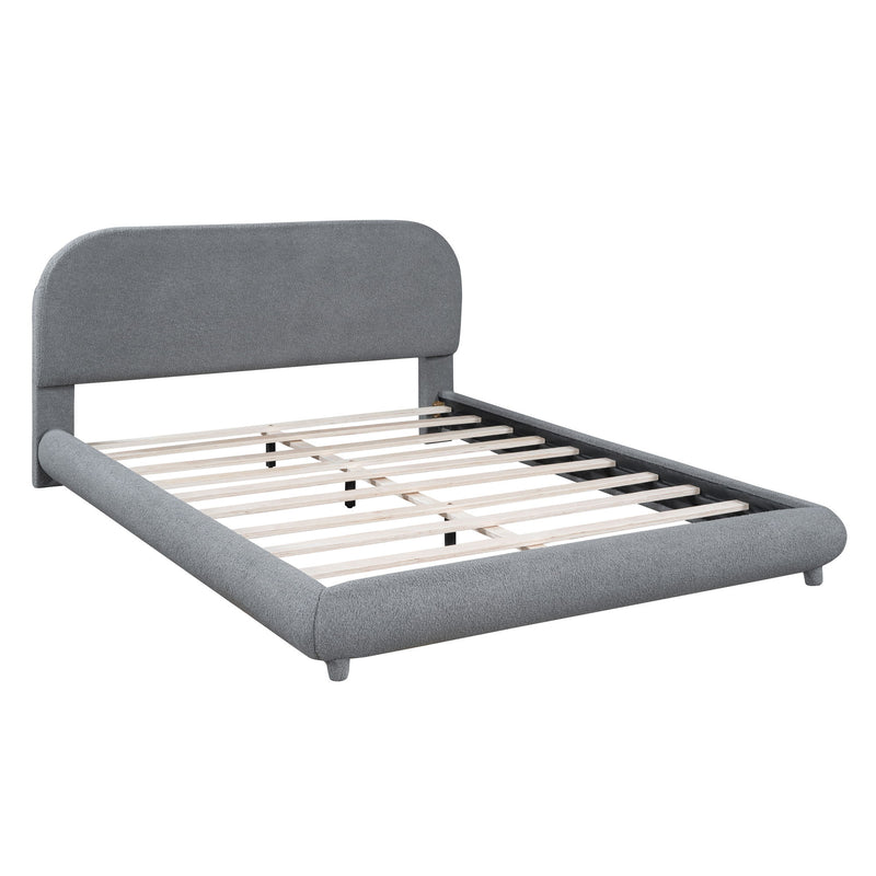 Upholstered Platform Bed With Thick Solid Frame And Stylish Curve-Shaped Design - R&R Furniture Gallery (Fountain Valley, CA)
