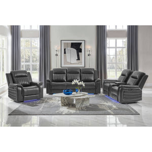 Ian - Power Reclining Sofa With LED Lighting, Surround Sound & Subwoofer - Charcoal