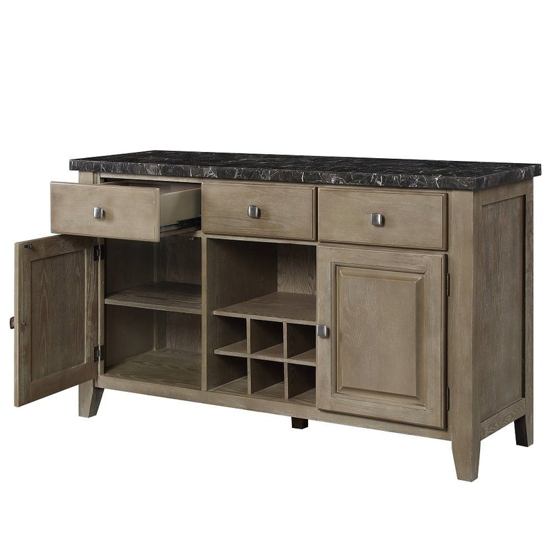 Charnell - Server - Marble Top & Oak - R&R Furniture Gallery (Fountain Valley, CA)