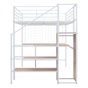 Loft Bed With Desk And Grid, Stylish Frame With Lateral Storage Ladder And Wardrobe - R&R Furniture Gallery (Fountain Valley, CA)