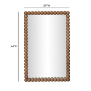 Cheyanne natural wood wall mirror by TOV Furniture, 29x44 inches, carved rectangular frame with a rustic finish.