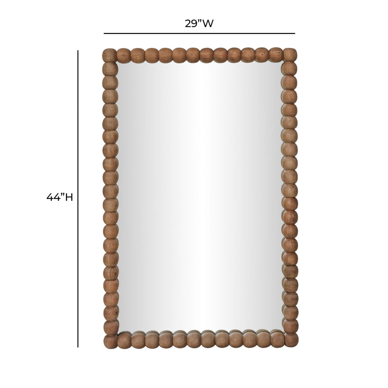 Cheyanne natural wood wall mirror by TOV Furniture, 29x44 inches, carved rectangular frame with a rustic finish.