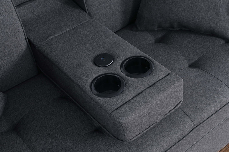 Cody II - Convertible Sleeper Loveseat With Cup Holder, Charging Ports and Pocket - Dark Gray - R&R Furniture Gallery (Fountain Valley, CA)