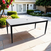 Modern outdoor patio dining table with tapered legs, weatherproof and rust-free, from Life Outside.