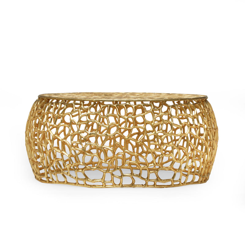 Modern Glam Mesh Coffee Table With Accents And - Gold - R&R Furniture Gallery (Fountain Valley, CA)