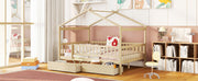 DreamHaus house bed with two drawers, a stylish storage bed featuring a cozy house-shaped frame and built-in storage drawers.