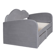 Upholstered Daybed With Cloud-Shaped Backrest, Trundle & 2 Drawers And USB Ports - R&R Furniture Gallery (Fountain Valley, CA)