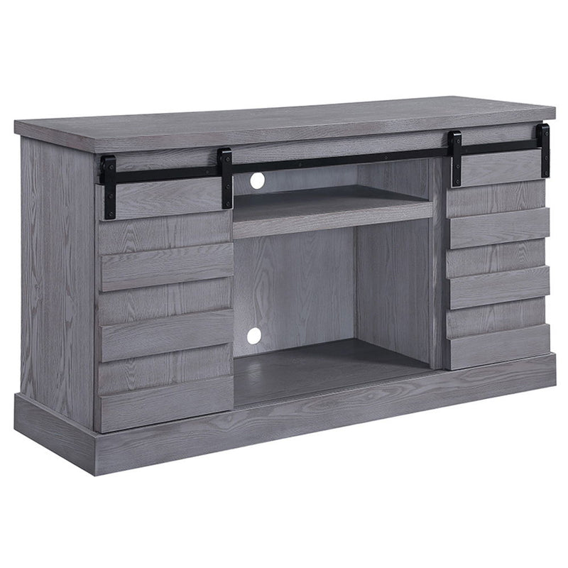 Amrita - TV Stand With Fireplace - Gray Oak - R&R Furniture Gallery (Fountain Valley, CA)