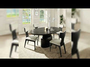 Koen - Round Dining Table, Engineering Marble Top - White & Black - R&R Furniture Gallery (Fountain Valley, CA)