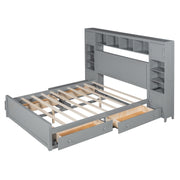DreamHaus cabinet bed with integrated shelving, storage cabinet, and built-in sockets, showcasing a modern, space-saving bedroom solution.
