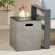 Modern black and gray Mgo tank holder side table with ceramic top, designed for stylish storage by Noble House.