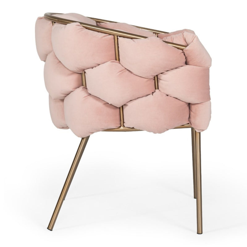 Debra - Modern Pink Fabric Dining Chair — view 5