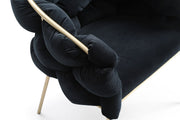 Debra - Modern Black Velvet + Brushed Brass Dining Chair