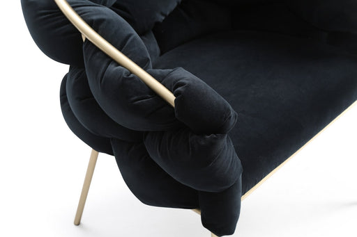Debra - Modern Black Velvet + Brushed Brass Dining Chair