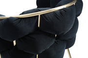 Debra - Modern Black Velvet + Brushed Brass Dining Chair — view 2