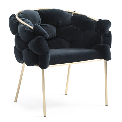 Debra - Modern Black Velvet Champagne Gold Dining Chair — view 2